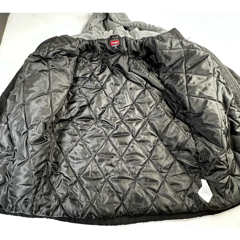 Wrangler Workwear Men's Black Quilted Lined Hooded Chore Jacket‎ S CH
